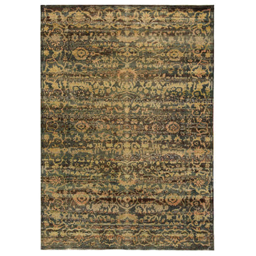 Transitional Wool Green Handknotted Rug