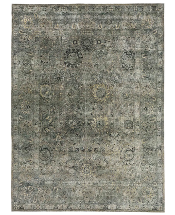 Transitional Silk & Wool Grey Handknotted Rug