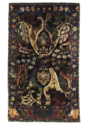 Traditional Wool Black Handknotted Rug