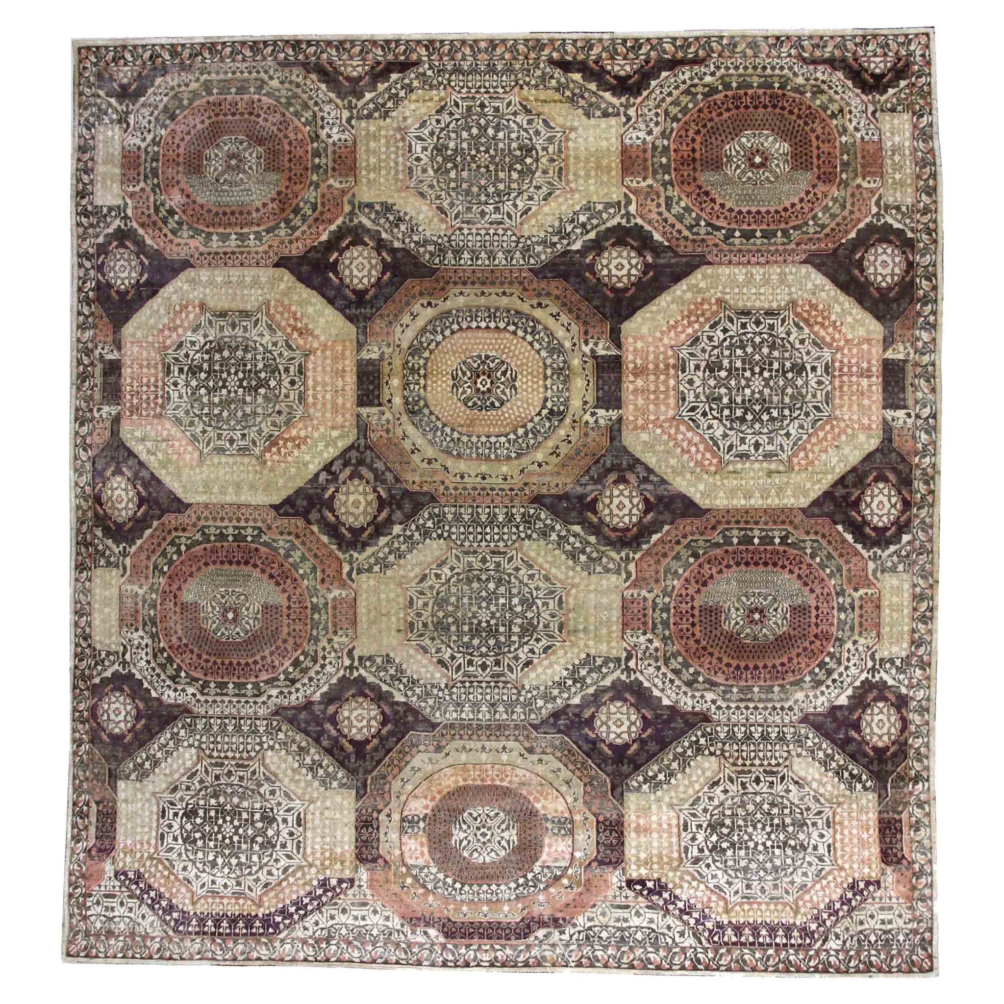 Transitional Silk Brown Handknotted Rug