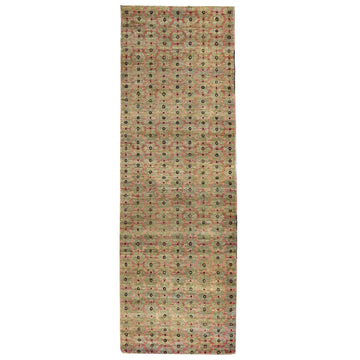 Transitional Wool & Silk Beige Handknotted Rug