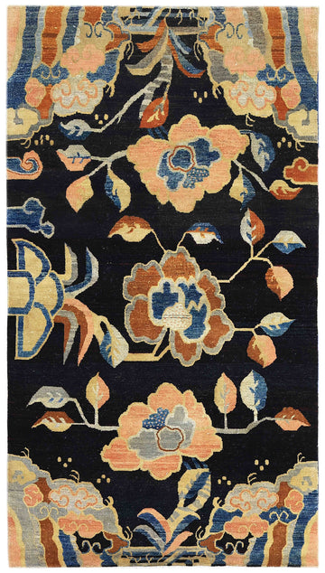 Transitional Wool Black Hand knotted Rug