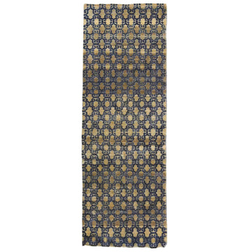 Transitional Silk & Wool Blue Handknotted Rug