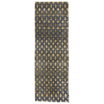 Transtional Silk & Wool Blue Handknotted Rug