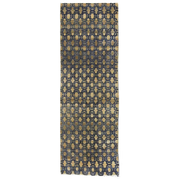 Transtional Silk & Wool Blue Handknotted Rug