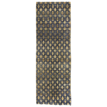 Transtional Silk & Wool Blue Handknotted Rug