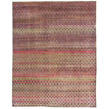 Transitional Silk & Wool Purple Handknotted Rug