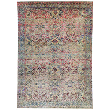 Transitional Silk Beige Handknotted Rug