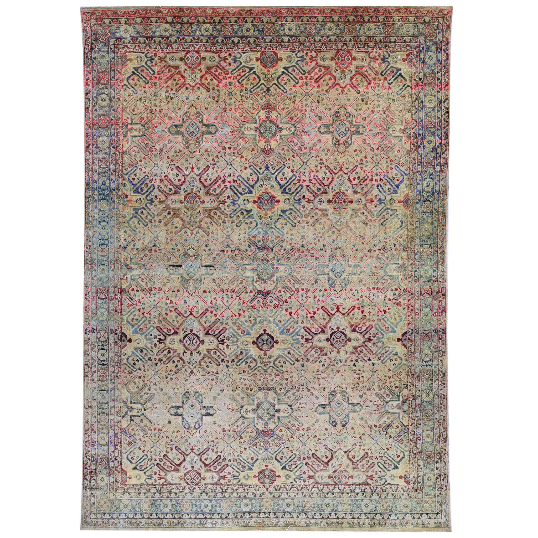 Transitional Silk Beige Handknotted Rug