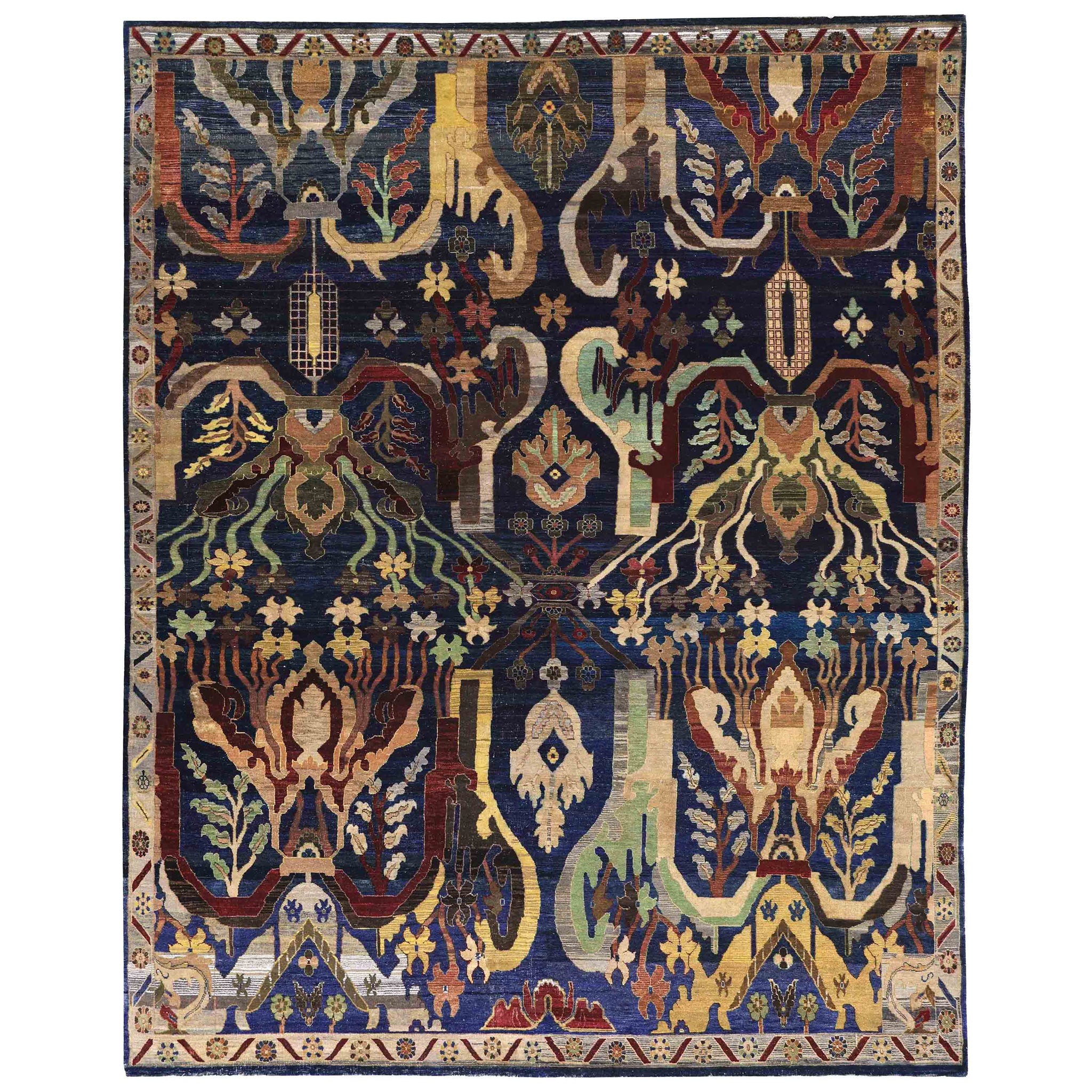 Traditional Wool Blue Handknotted Rug