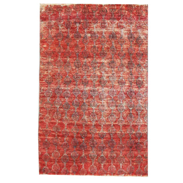 Transitional Wool Red Hand knotted Rug