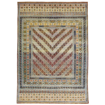 Transitional Wool & Silk Gray Handknotted Rug