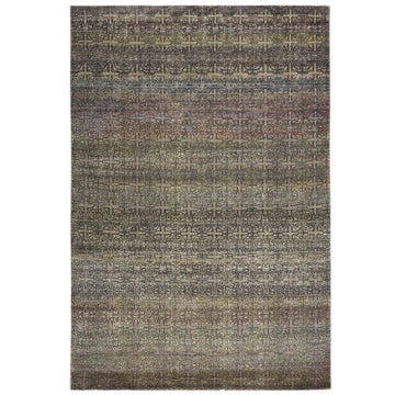 Transtional Silk & Grey Blue Handknotted Rug