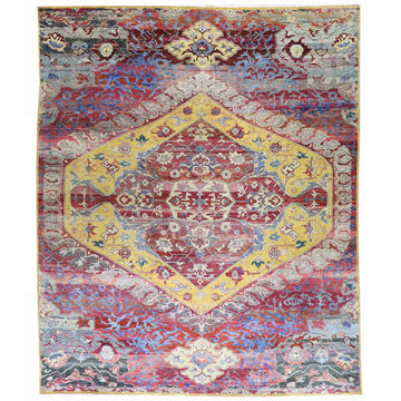 Transitional Silk Red Handknotted Rug