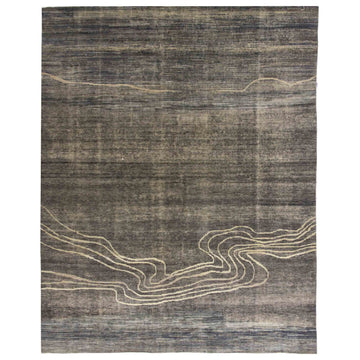 Modern Wool Grey Handknotted Rug