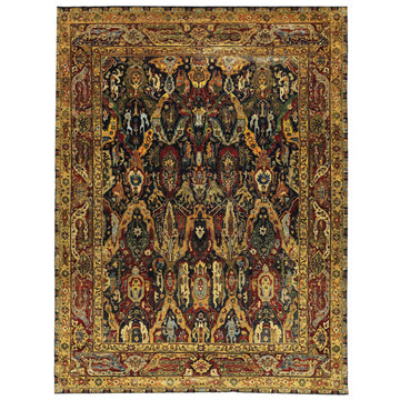 Transitional Wool Black Hand knotted Rug