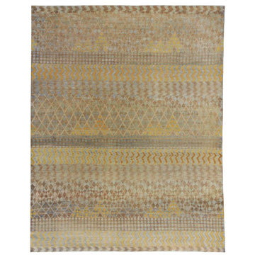 Transitional Wool Brown Handknotted Rug