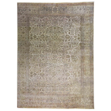 Transitional Silk & Wool Beige Handknotted Rug