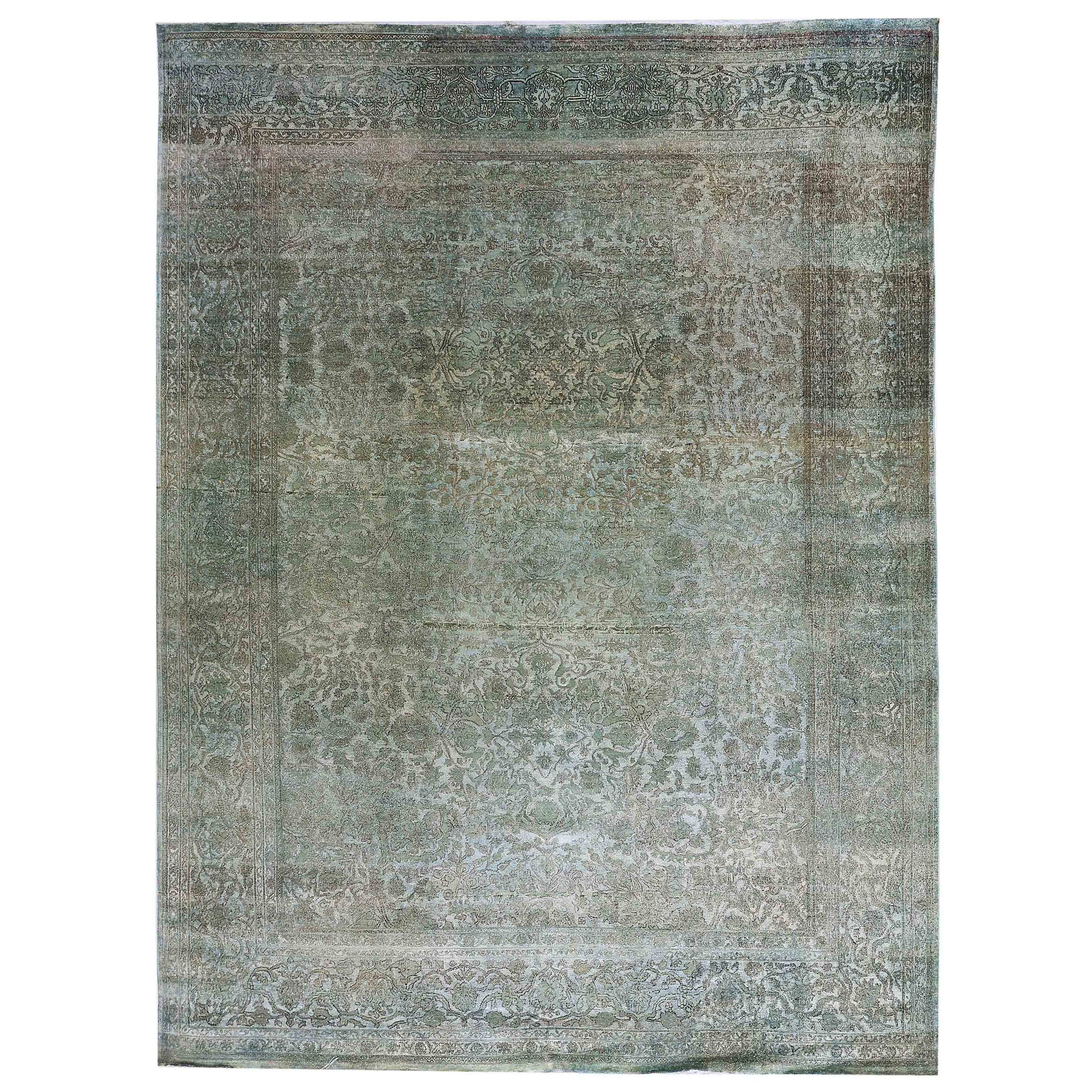Contemporary Silk & Wool Grey Handknotted Rug