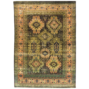 Transitional Wool Yellow Hand knotted Rug