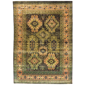 Transitional Wool Yellow Hand knotted Rug