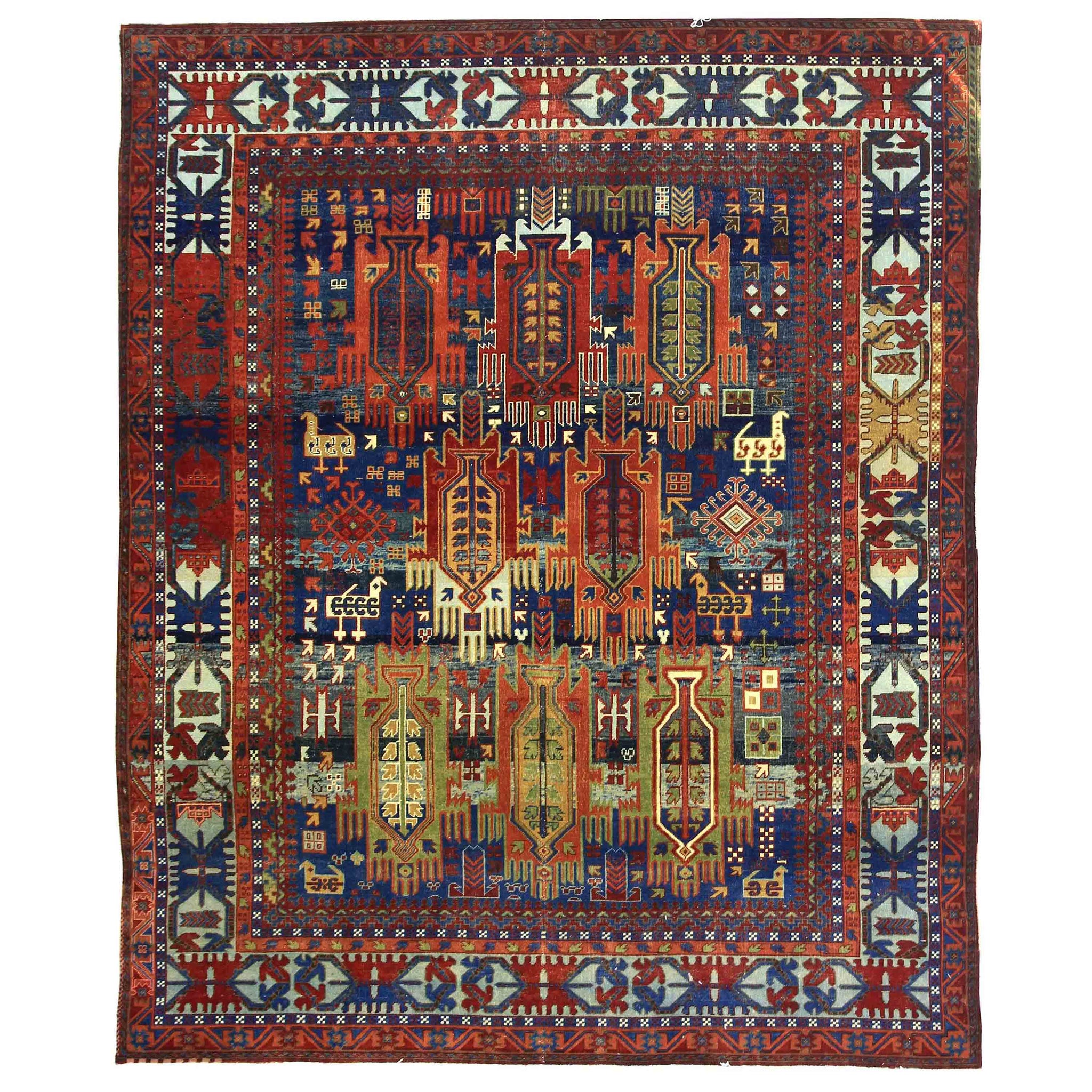 Transitional Wool Blue Handknotted Rug