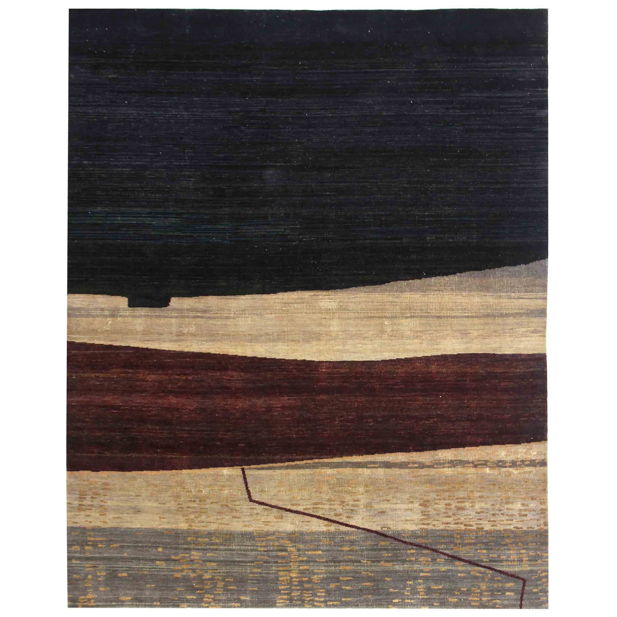 Modern Wool Navy Handknotted Rug