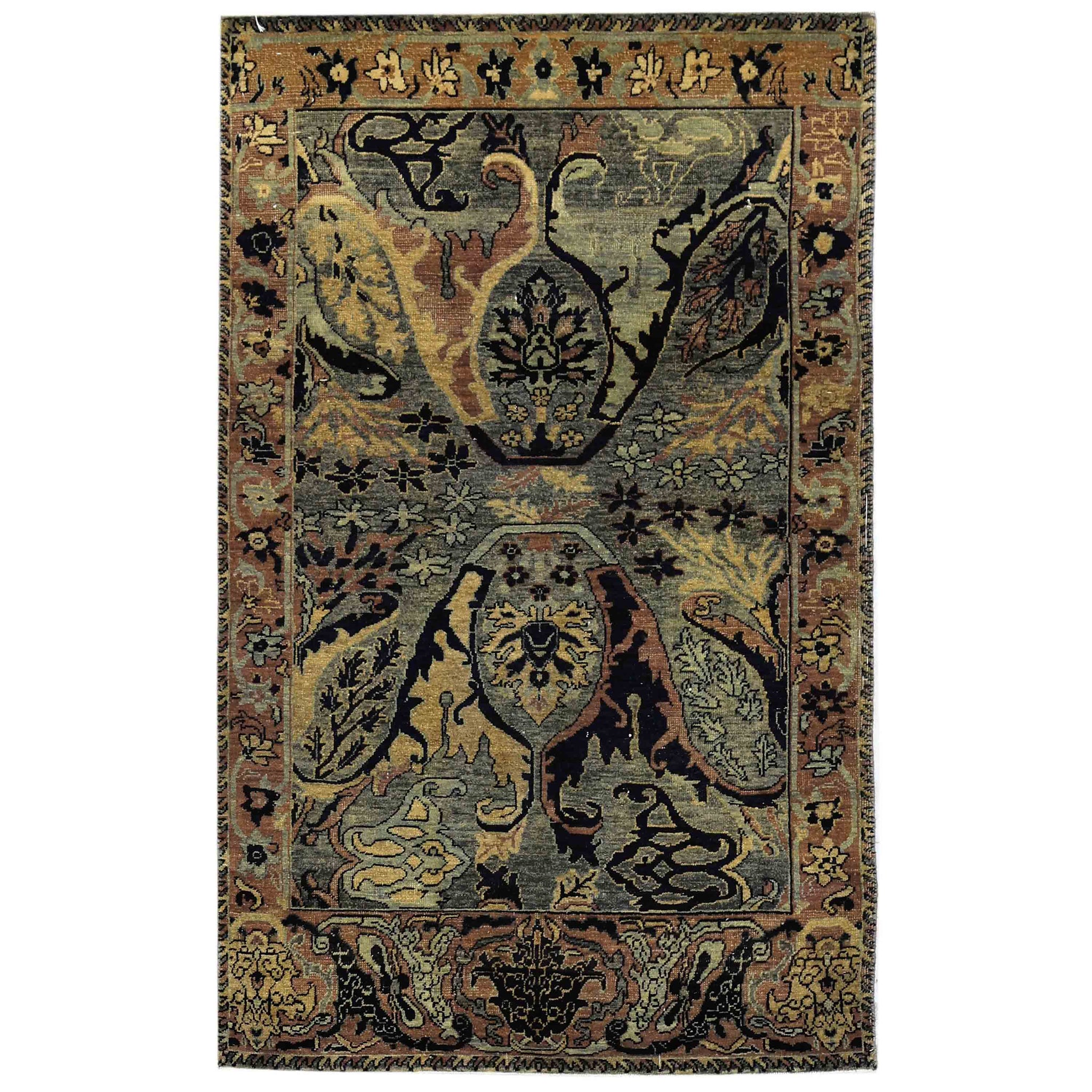 Traditional Wool Gray Handknotted Rug