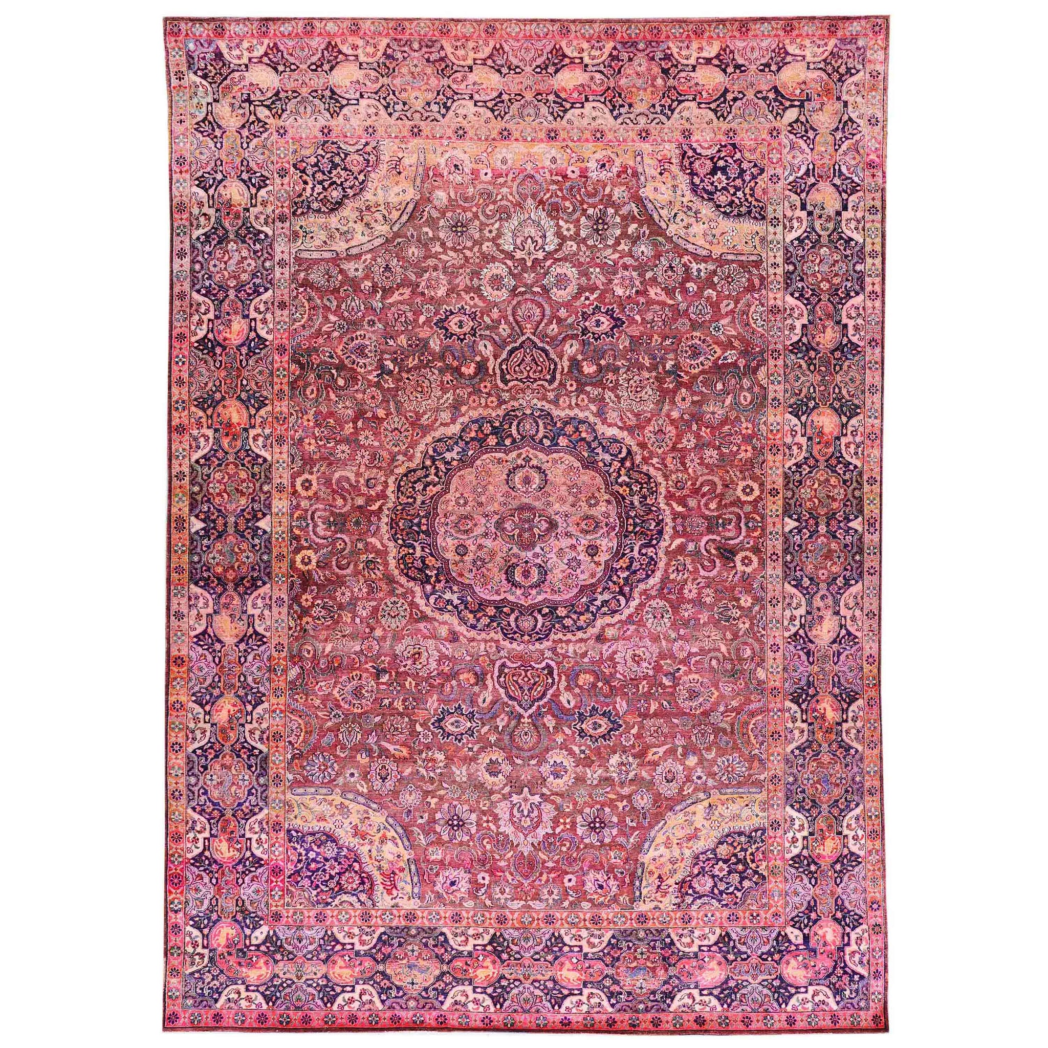 Transitional Silk Pink Handknotted Rug