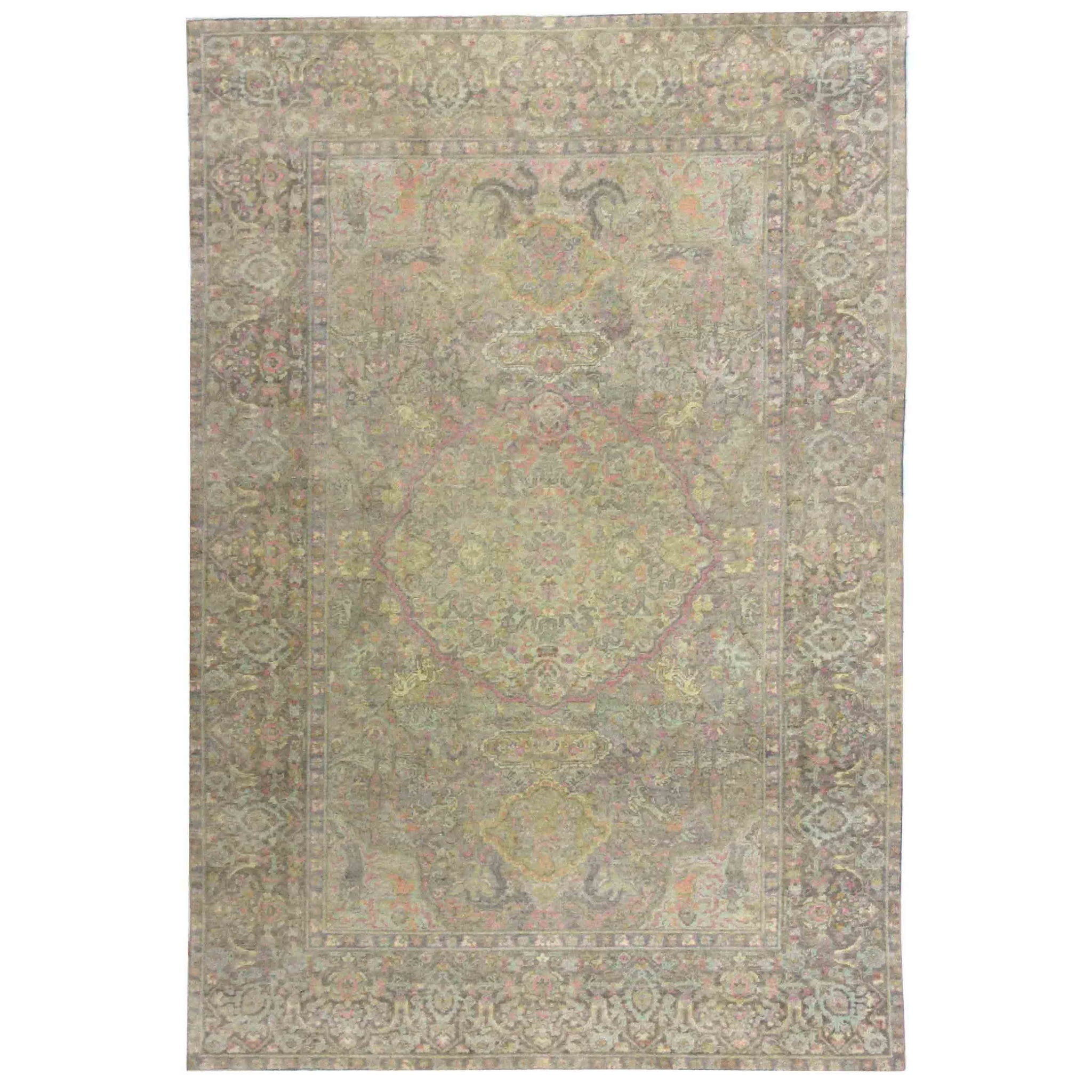 Transitional Wool Beige Handknotted Rug