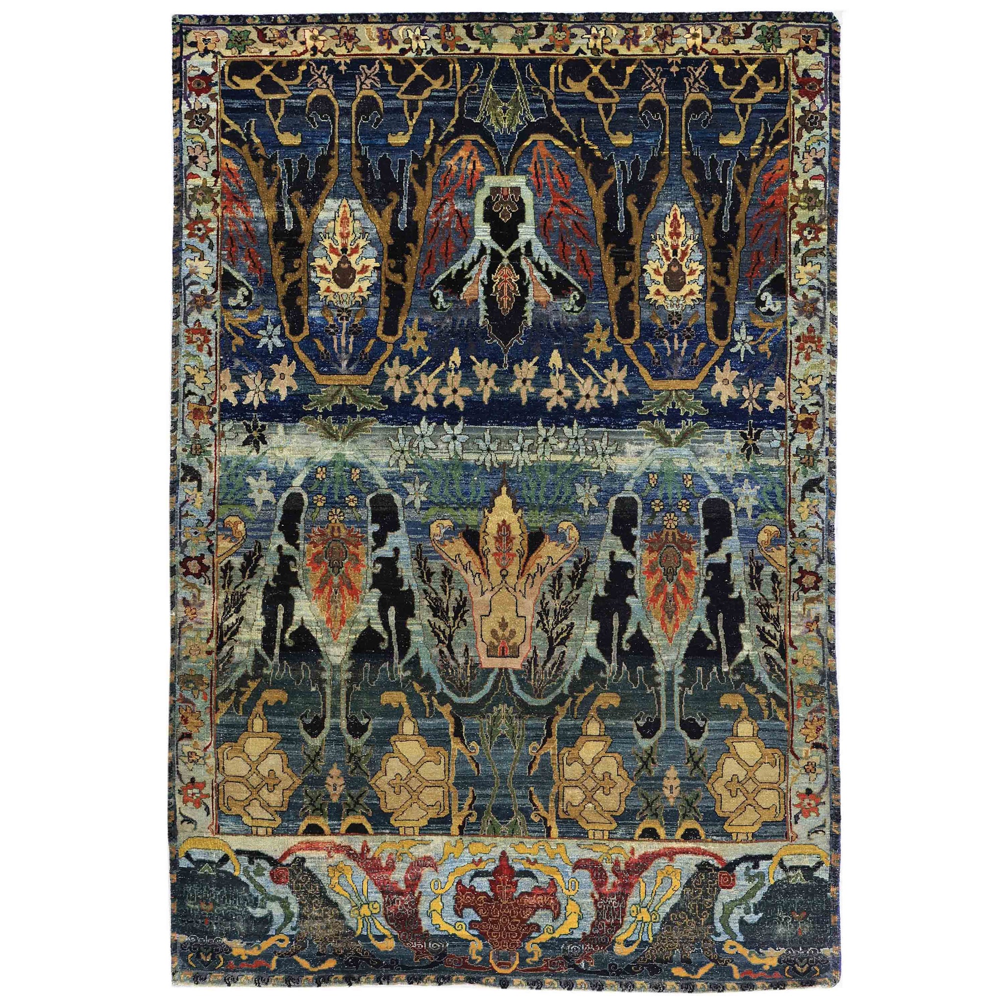 Traditional Wool Blue Handknotted Rug