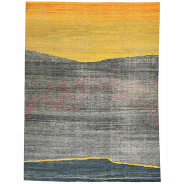 Modern Wool Gray Handknotted Rug