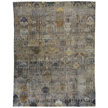 Transitional Silk & Wool Gray Handknotted Rug