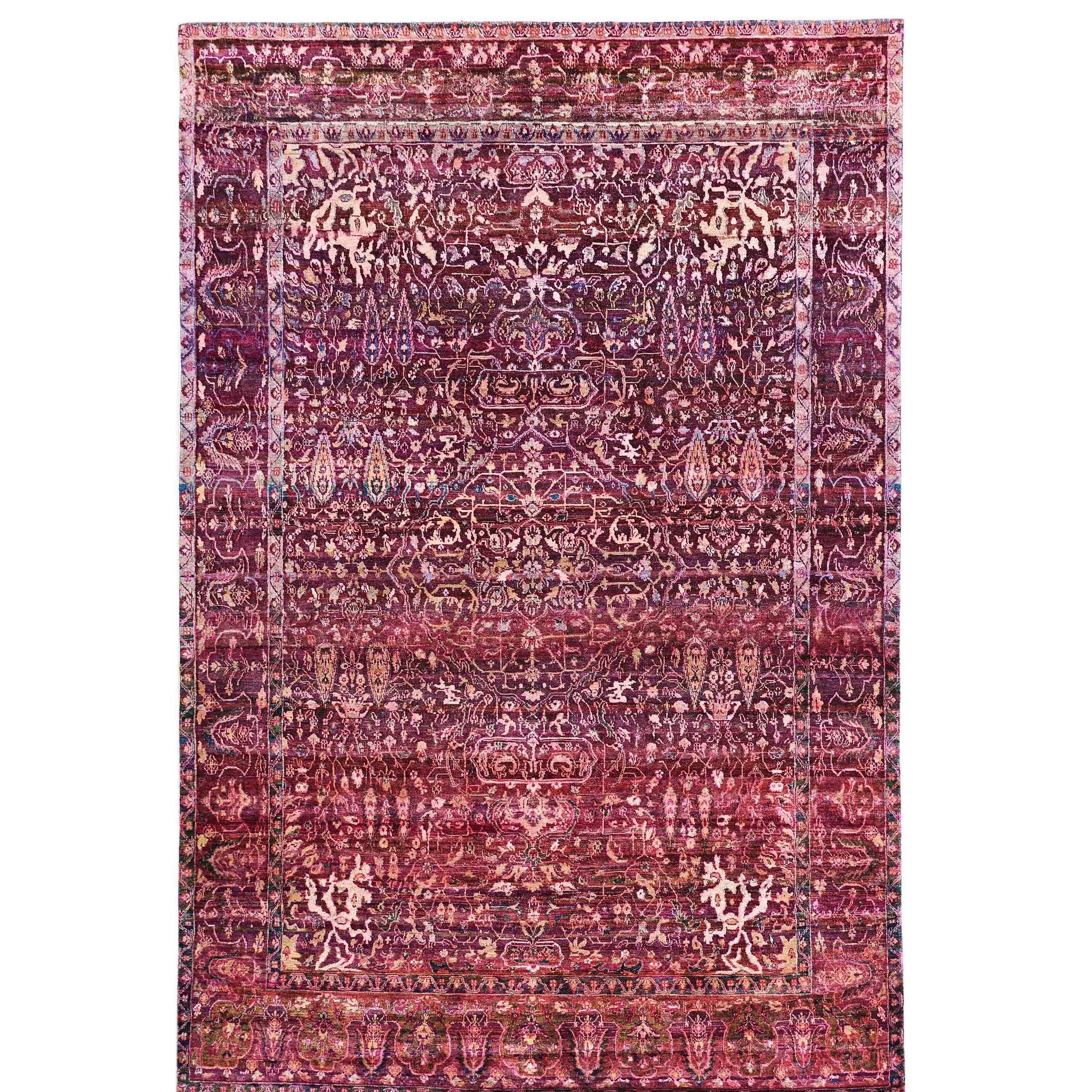Transitional Silk Pink Handknotted Rug