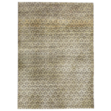 Transtional Silk & Wool Beige Handknotted Rug