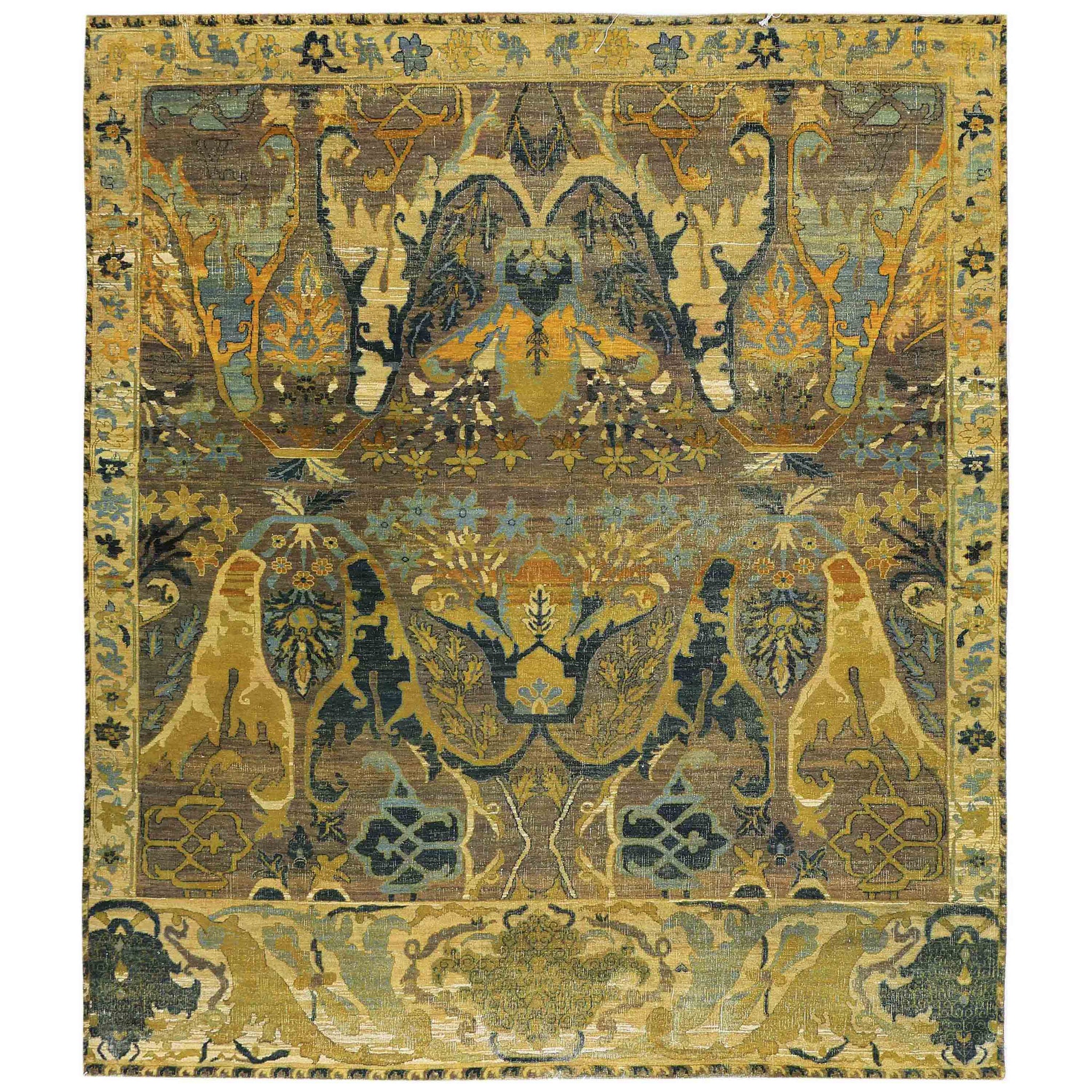 Traditional Wool Brown Handknotted Rug