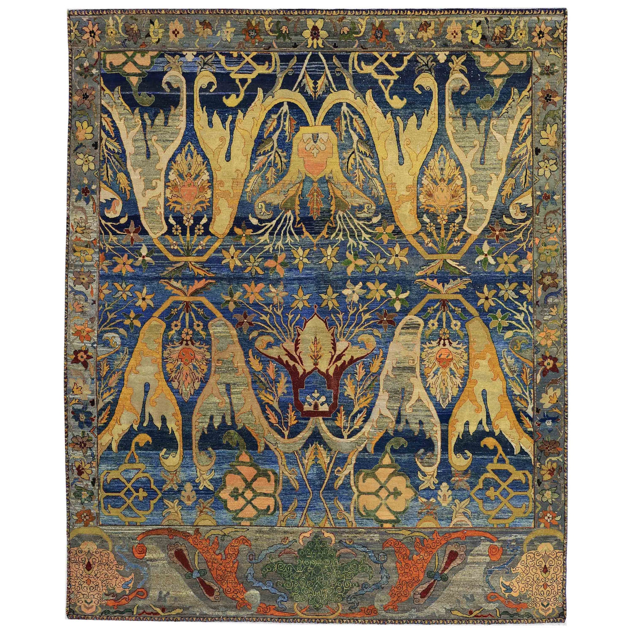 Traditional Wool Blue Handknotted Rug