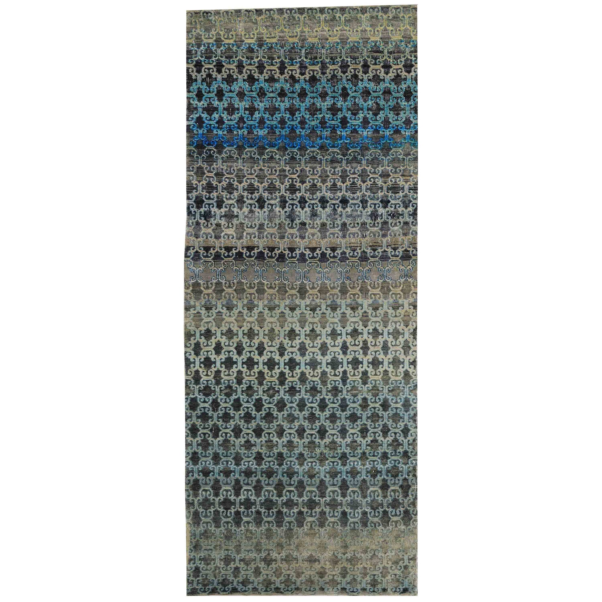 Transitional Silk Blue Handknotted Rug