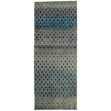 Transitional Silk Blue Handknotted Rug