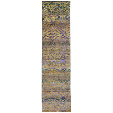 Transtional Silk & Wool Beige Handknotted Rug