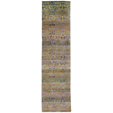 Transtional Silk & Wool Beige Handknotted Rug