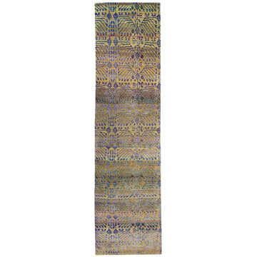 Transtional Silk & Wool Beige Handknotted Rug