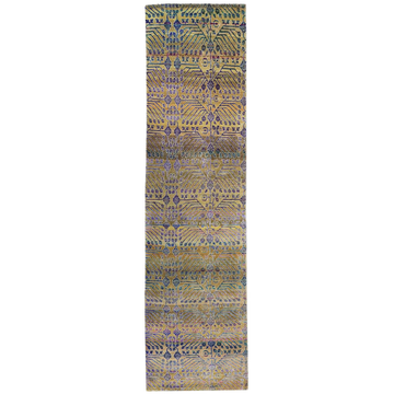 Transtional Silk & Wool Beige Handknotted Rug