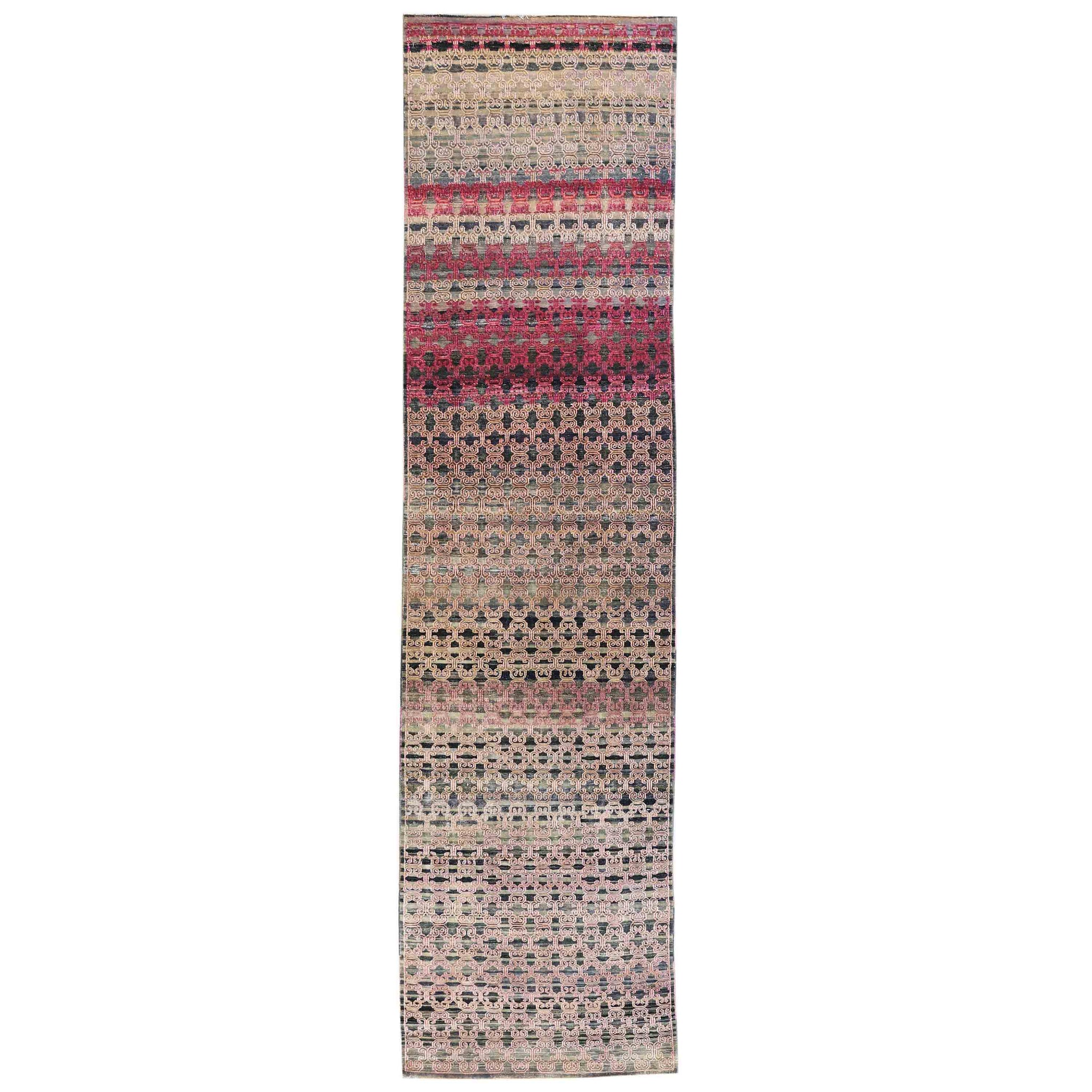Transitional Silk Pink Handknotted Rug