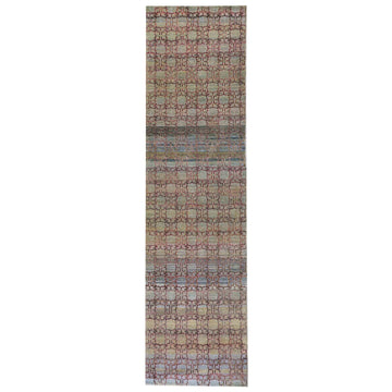 Transtional Silk & Wool Grey Handknotted Rug