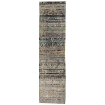 Transtional Silk & Wool Grey Handknotted Rug