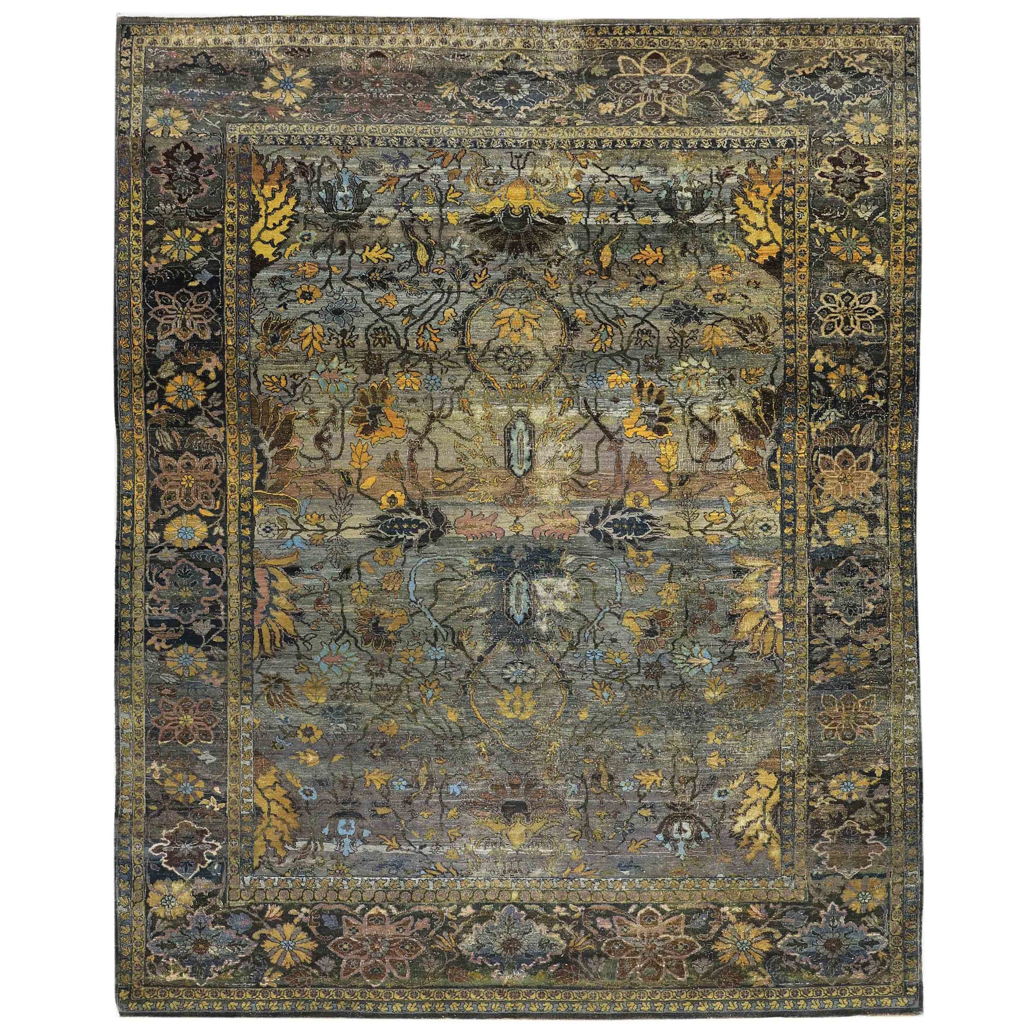 Traditional Wool Gray Handknotted Rug