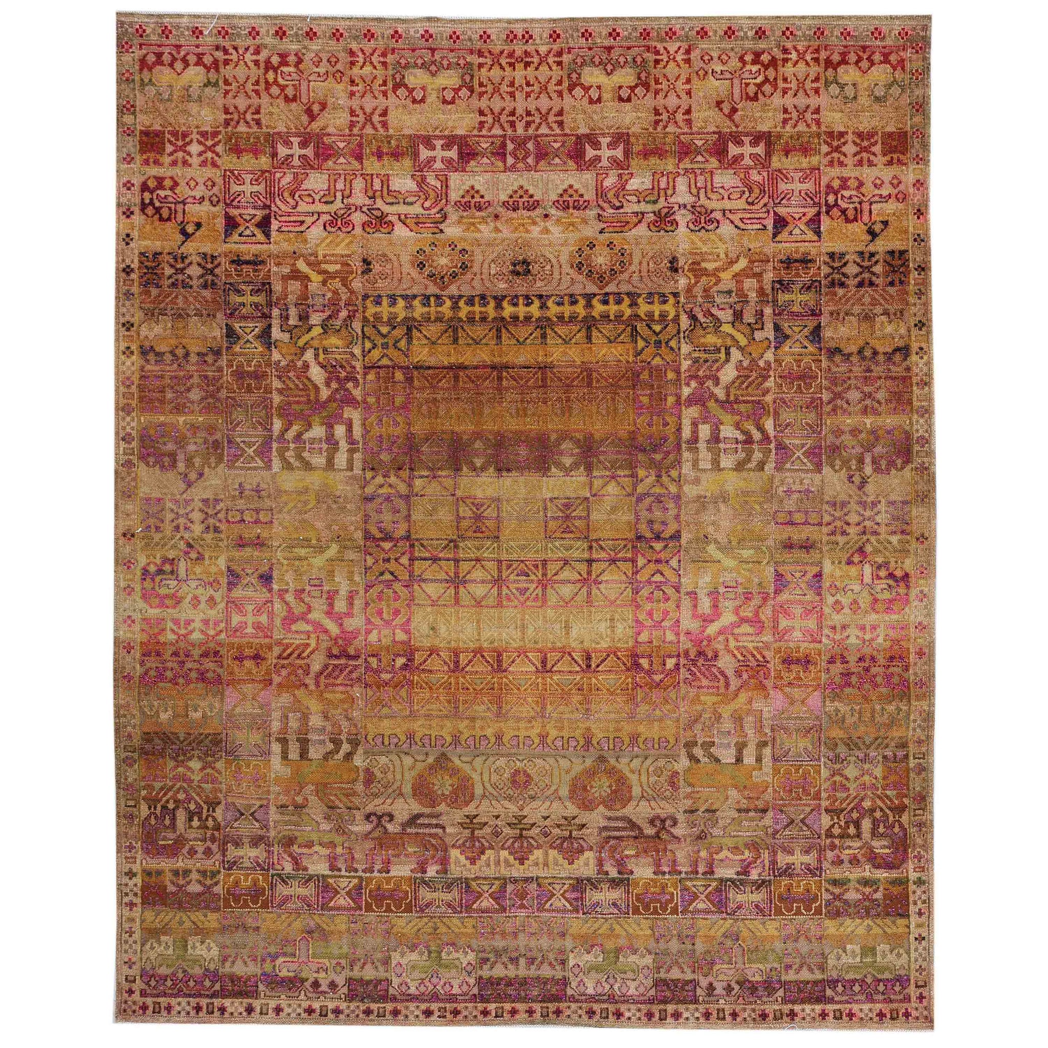 Transitional Silk & Wool Brown Handknotted Rug