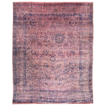 Transitional Silk Pink Handknotted Rug
