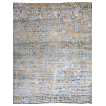 Transtional Silk Grey Handknotted Rug